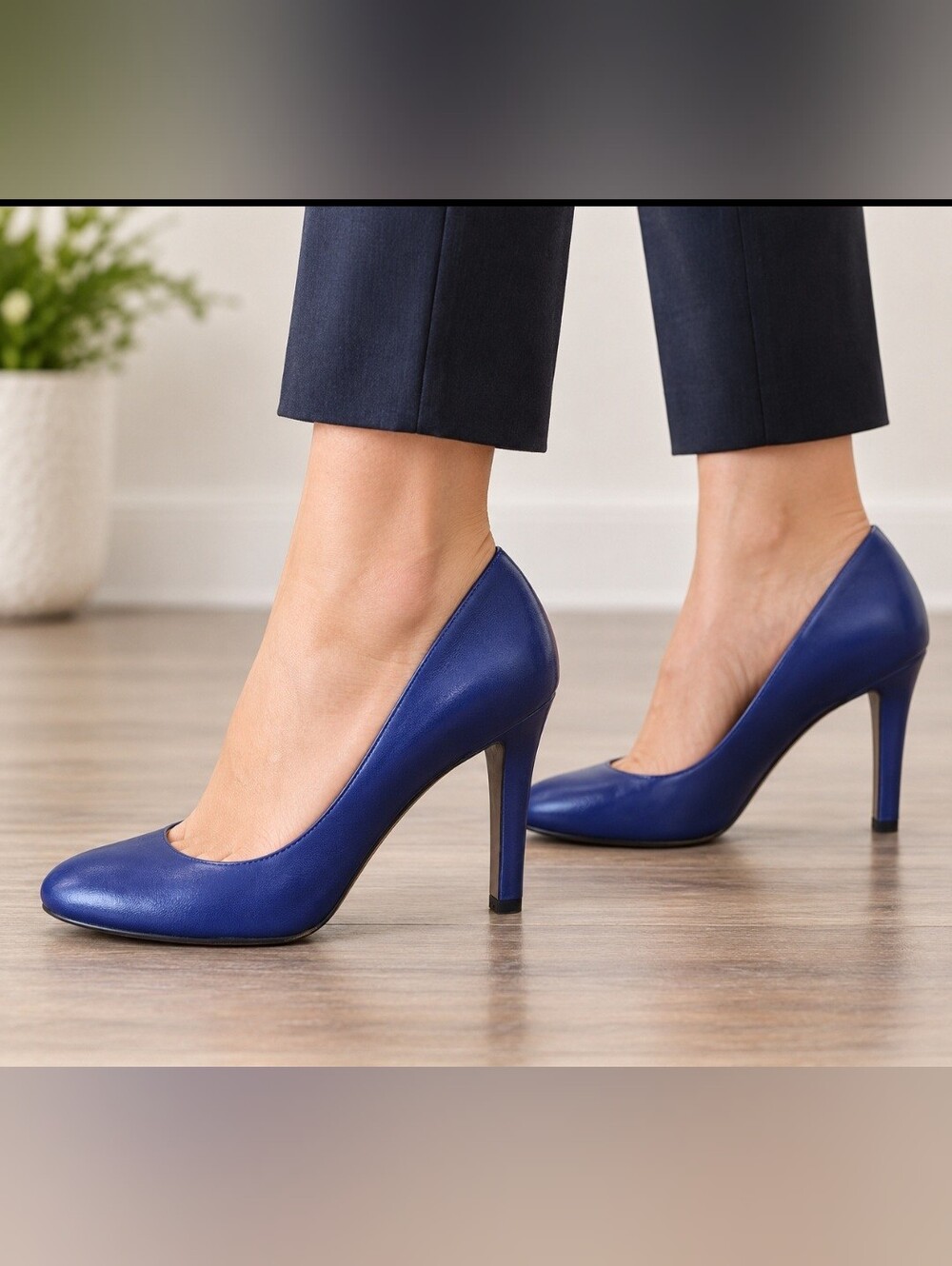 Nine West Women's Size 8M Royal Blue Leather Pumps 3.5" Stiletto Heels